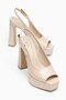 Women's Beige Patent Leather Platform High Heeled Shoes - 5