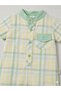 Tongs Baby Boy Plaid Patterned Judge Collar Pocket Short Sleeve Jumpsuit - Yellow / Mint Green - 3