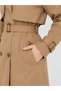 Women's Belted Buttoned Short Trench Coat - 4