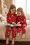 Unisex Red Color Teddy Bear Patterned Long Sleeve Pajama Set - 7