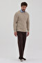 Pales Men's Light Mink Hair Braided 100% Cotton Crew Neck Sweater - 7