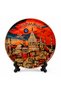 25 cm large size istanbul themed copper coffee presentation tray and decorative plate - handcrafted - 3