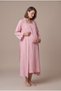 Women's Powder Muslin Cotton Fabric Short Sleeve Buttoned Maternity Nightgown Set with Nursing Detail - 2