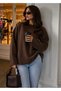 Brown Pink Oversize Knitted Sweater - 2