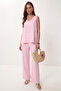 Modal Blouse Trousers Set Lmc0059 Sugar Pink