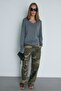 Gray V-Neck Thin Knitwear Sweater - 6