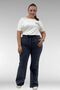 9137-22 Plus Size Spanish Flare Jeans - Snow Wash Navy Blue
