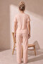 Light Salmon Lace Cotton Ribbed Camisole Knitted Pajama Set26120701 - 3