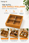 Wooden Look Decorative Organizer Box with 4 Compartments and Lid for Jewelry, Cosmetics, Cookies, Dry Fruits Organizer - 4