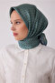 Green Monogram Pattern 100% Twill Silk Scarf 4418-84 - 2