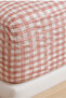 100% Cotton Ranforce Elastic Sheet Set - Powder Gingham Patterned Park Bed 70X120 35X45 - 2