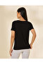 Women Black Viscose Crew Neck T-Shirt - 3