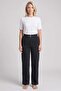 Women's Black Zipper Detail Viscose Trousers