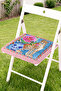 Leopard Figured Flower and Tile Vase Patterned Fringed Zippered Chair Cushion - Tufted Retro Patchwork Cushion