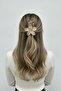 Large Size Hair Clip with Yellow Frame and Pink Floral Design - 2