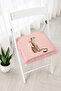 Pink Bow Leopard Figured Fringed Zippered Chair Cushion - Tufted Patchwork Kitchen Decoration