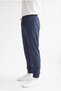 Men's Navy Blue Parachute Fabric Trousers with Elasticated Cuffs and Zippered Back Pockets - 5