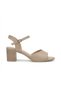 Zri̇n-13 Premium Beige Daily Thick Heeled Women's Sandals 7 cm - 6