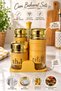 Glass Spice Rack Set of 4 with Stand, Oil Dispenser, Salt and Pepper Shakers, Spice Rack Kitchen Set Gold