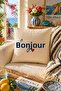 Bonjour & Cat Patterned Modern Throw Pillow Cover Energetic & Stylish Living Room Decor