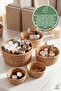 Set of 5 Natural Wicker Baskets Decorative Organizer Bohemian Hand Knitted Multi-Purpose Basket