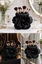Flower Shaped Satin Textured Makeup Brush Organizer 15X11Cm Pla Decorative Organizer - 4
