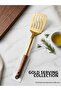 Wooden Handle Gold Perforated Spatula - Stainless Steel Luxury Serving and Presentation Utensil 37 cm - 2