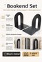 2-Piece Black Metal Book Support Book Holder Desk Shelf Office Organizer 15X10X8 cm - 6