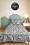 Gray Floral Botanical Pique Set - White Geometric Quilted Seasonal Bedspread 160X220 cm