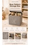 Teddy Bear Printed Lid-Off Closet Organizer Box - 30X30X30 cm Foldable Multi-Purpose Toy Box and Storage Box