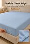 Double Elastic Bed Sheet 160X200 cm Blue with Flexible Edges - 3