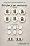 Cactus Patterned 14 Piece Ceramic Breakfast Set for 6 Persons, Decorative Tableware Set with Serving Presentation Plate - 6