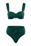 Emerald Green Balconette Covered Tie Detail High Waist Regular Bikini Set Tbess26Bt00035 - 4