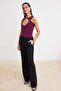 Mürdüm Düz Halter Yaka Kolsuz Örme Sandy Body TPRSS26BD00011