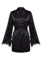 Black Sleeve Slit and Lace Detailed Satin Woven Dressing Gown Thmss26Sb00004 - 5