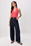 Fuchsia Plain Regular Neckline Tie-Detail Sleeveless Corded Fabric Stretchy Knitted Blouse Twoss26Bz00763 - 2