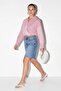 Red Double Breasted Collared Crop Skirt Elastic Striped Shirt Tdrss26Go00082