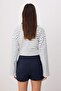 Navy Blue Regular Normal Waist Wide Leg Short / Mini Slim Knitted Shorts & Bermuda Twoss26Sr00260 - 4