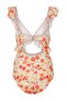 Floral Pattern V-Neck Covered Cut Out Detailed Ruffle Regular Swimsuit Tbess26Ma00127 - 6