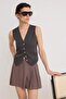 Brown Lace-Up Soft Buttoned Mini Shorts Skirt Shorts & Bermuda Twoss26Sr00235 - 2