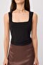 Brown-Black Double-Sided Body-Fitting Square Neck Thick Strap Sleeveless Knitted Tank Top Twoss26Al00087 - 4