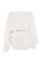 Ecru Woven Drawstring Beach Blouse Shorts Set Tbess26Au00033 - 5
