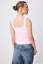 Pink Plain Fitted Square Neck Standard Sleeve Sleeveless Ribbed Stretchy Knitted Undershirt Twoss26Al00097 - 4