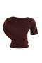 Koyu Kahverengi Fitted Pelerinli Bisiklet Yaka Düşük Kol Crop Sandy Örme Bluz TWOAW27BZ00093 - 8