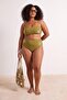 Khaki Embroidered Chlorine & Water Resistant Long-Lasting Lycra ®   Xtra Life Bikini Set Tbbss26Cb00009 - 4