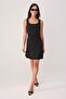 Black Square Neck A-Line/ Bell-Shape Short / Mini Woven Dress Twoss26El00701