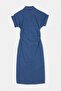 Blue Denim Shirt Collar Front Buttoned Short Sleeve Lycra Dress Tdrss26El00115 - 7