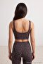 Kahverengi Fırçalı Soft Kumaş Leoparlı Destekli/Şekillendirici Örme Spor Sütyeni THMSS24SS00008 - 2