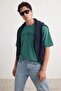 Dark Green Oversize/Relaxed Fit Embossed Printed T-Shirt Tmnss26Ts00084 - 2