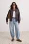 Brown Oversize Molded Washed Effect Faux Leather Jacket Coat Twoaw27Mo00049 - 3
